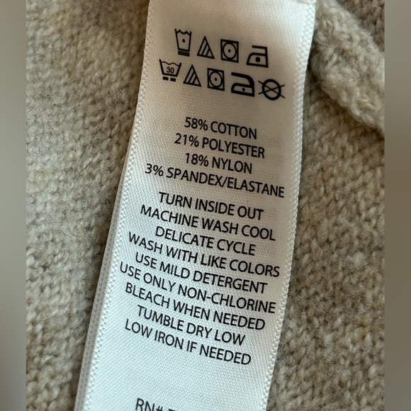 London Kaye Cardigan Sweater oatmeal color SZ S Long Open Front Hoodie Pockets - Picture 6 of 9